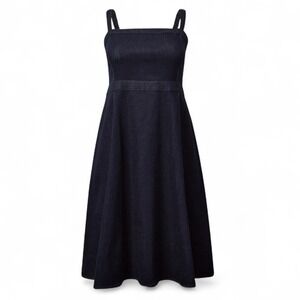 Torrid Dark Wash Denim Midi Fit and Flare Dress Square Neck Plus Size 1 1X Sz 16